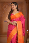 Shubh Lakshmi ~ Handloom High Quality Pure Soft Silk Saree in Pink and Orange (Silk Mark Certified)