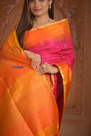 Shubh Lakshmi ~ Handloom High Quality Pure Soft Silk Saree in Pink and Orange (Silk Mark Certified)