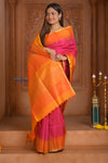 Shubh Lakshmi ~ Handloom High Quality Pure Soft Silk Saree in Pink and Orange (Silk Mark Certified)