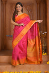 Shubh Lakshmi ~ Handloom High Quality Pure Soft Silk Saree in Pink and Orange (Silk Mark Certified)