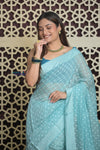 Shubh Lakshmi 2.0 ~ Handloom Chanderi Saree in Flush Blue (Silk Mark Certified)