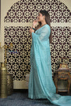 Shubh Lakshmi 2.0 ~ Handloom Chanderi Saree in Flush Blue (Silk Mark Certified)