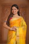 Shubh Lakshmi ~ Handloom High Quality Pure Soft Silk Saree in Yellow and Pink (Silk Mark Certified)