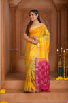 Shubh Lakshmi ~ Handloom High Quality Pure Soft Silk Saree in Yellow and Pink (Silk Mark Certified)