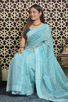 Shubh Lakshmi 2.0 ~ Handloom Chanderi Saree in Flush Blue (Silk Mark Certified)