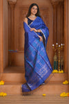 Shubh Lakshmi ~ Handloom High Quality Pure Soft Silk Saree in Marine Blue (Silk Mark Certified)