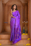 Shubh Lakshmi ~ Handloom High Quality Pure Soft Silk Saree in Starlight Purple (Silk Mark Certified)