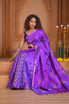Shubh Lakshmi ~ Handloom High Quality Pure Soft Silk Saree in Starlight Purple (Silk Mark Certified)