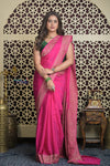 Shubh Lakshmi 2.0 ~ Handloom Banarasi Khaddi Georgette Silk Saree in Magenta Pink (Silk Mark Certified)