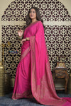 Shubh Lakshmi 2.0 ~ Handloom Banarasi Khaddi Georgette Silk Saree in Magenta Pink (Silk Mark Certified)