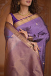 Shubh Lakshmi ~ Handloom High Quality Pure Soft Silk Saree in Lilac Gold (Silk Mark Certified)