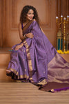 Shubh Lakshmi ~ Handloom High Quality Pure Soft Silk Saree in Lilac Gold (Silk Mark Certified)