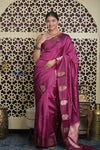 Shubh Lakshmi 2.0 ~ Handloom High Quality Pure Katan Silk Saree in Mauva Pink and Gold (Silk Mark Certified)