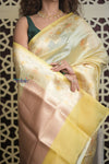 Shubh Lakshmi 2.0 ~ Handloom Pure Katan Silk Saree in Light Yellow (Silk Mark Certified)