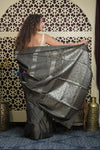 Shubh Lakshmi 2.0 ~ Handloom High Quality Pure Soft Silk Saree in Taupe and Silver (Silk Mark Certified)