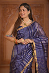 Shubh Lakshmi ~ Handloom Cotton Silk Saree in Dark Blue and Gold