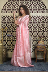 Shubh Lakshmi 2.0 ~ Designer Tussar Kota Silk Saree with Diamond Pattern in Pastel Pink