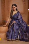Shubh Lakshmi ~ Handloom Cotton Silk Saree in Dark Blue and Gold