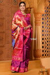 Shubh Chandrakor ~ Handloom Pure Silk Paithani Saree with Traditional Peacock Pallu ~ Royal Mauve - verymuchindian.com