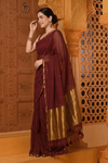 Shubh ~ Designer! High Quality Pure Mul Cotton Handloom Saree - Maroon - verymuchindian.com