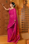 Shubh ~ Designer! High Quality Pure Mul Cotton Handloom Saree - Pink - verymuchindian.com