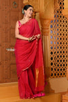 Shubh ~ Designer! High Quality Pure Mul Cotton Handloom Saree - Rich Red - verymuchindian.com