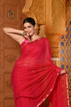 Shubh ~ Designer! High Quality Pure Mul Cotton Handloom Saree - Rich Red - verymuchindian.com