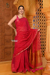 Shubh ~ Designer! High Quality Pure Mul Cotton Handloom Saree - Rich Red - verymuchindian.com
