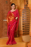 Shubh ~ Designer! High Quality Pure Mul Cotton Handloom Saree - Rich Red - verymuchindian.com