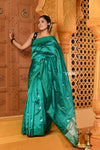 Shubh ~ Handloom Katan Silk Chanderi Saree in Serene Sea Blue - verymuchindian.com