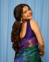 Shubh ~ Handloom Pure Silk Maharani Paithani with Majestic Maharani Pallu in Peacock Blue Green - verymuchindian.com