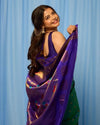 Shubh ~ Handloom Pure Silk Maharani Paithani with Majestic Maharani Pallu in Peacock Blue Green - verymuchindian.com