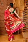 Shubh ~ Handloom Pure Silk Muniya Border Paithani Saree with Exclusive Radha Krishna in Rani Pink - verymuchindian.com
