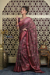 Shubh Lakshmi 2.0 ~ Designer Chanderi Cotton Silk Saree with Digital Floral Print in Brown - verymuchindian.com