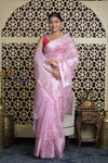 Shubh Lakshmi 2.0 ~ Designer Handloom Pure Tussar Kota Silk Saree with Diamond Pattern in Soft Lilac - verymuchindian.com