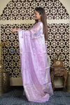 Shubh Lakshmi 2.0 ~ Designer Handloom Tussar Kota Silk Saree with Diamond Pattern in Lilac - verymuchindian.com