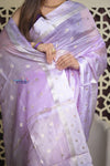 Shubh Lakshmi 2.0 ~ Designer Handloom Tussar Kota Silk Saree with Diamond Pattern in Lilac - verymuchindian.com