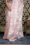 Shubh Lakshmi 2.0 ~ Designer High Quality Kora Silk Saree with Parrot Pattern in Light Peach - verymuchindian.com