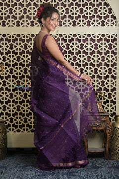 Shubh Lakshmi 2.0 ~ Designer Kota Saree with Mirror Work in Dark Purple - verymuchindian.com