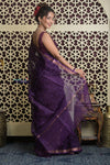 Shubh Lakshmi 2.0 ~ Designer Kota Saree with Mirror Work in Dark Purple - verymuchindian.com