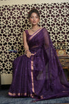 Shubh Lakshmi 2.0 ~ Designer Kota Saree with Mirror Work in Dark Purple - verymuchindian.com