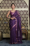 Shubh Lakshmi 2.0 ~ Designer Kota Saree with Mirror Work in Dark Purple - verymuchindian.com