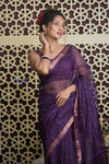 Shubh Lakshmi 2.0 ~ Designer Kota Saree with Mirror Work in Dark Purple - verymuchindian.com
