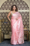 Shubh Lakshmi 2.0 ~ Designer Tussar Kota Silk Saree with Diamond Pattern in Pastel Pink - verymuchindian.com