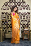 Shubh Lakshmi 2.0 ~ Handloom Banarasi High Quality Pure Katan Silk Saree in First Light Yellow (Silk Mark Certified) - verymuchindian.com