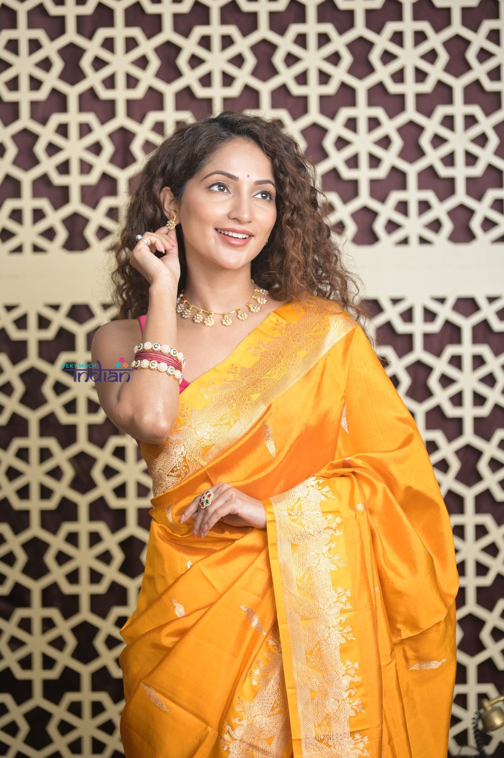 Shubh Lakshmi 2.0 ~ Handloom Banarasi High Quality Pure Katan Silk Saree in First Light Yellow (Silk Mark Certified) - verymuchindian.com