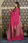 Shubh Lakshmi 2.0 ~ Handloom Banarasi Khaddi Crepe Georgette Silk Saree in Bestseller Pink(Silk Mark Certified) - verymuchindian.com