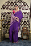 Shubh Lakshmi 2.0 ~ Handloom Banarasi Khaddi Crepe Georgette Silk Saree in Bestseller Purple (Silk Mark Certified) - verymuchindian.com