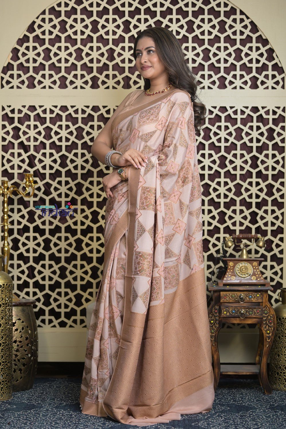Shubh Lakshmi 2.0 ~ Handloom Banarasi Khaddi Crepe Georgette Silk Saree in Ivory and Gold (Silk Mark Certified) - verymuchindian.com