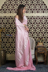 Shubh Lakshmi 2.0 ~ Handloom Banarasi Khaddi Crepe Georgette Silk Saree in Light Pink (Silk Mark Certified) - verymuchindian.com
